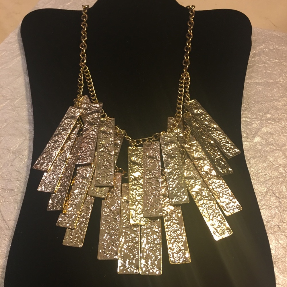 Hammered Gold Costume Necklace